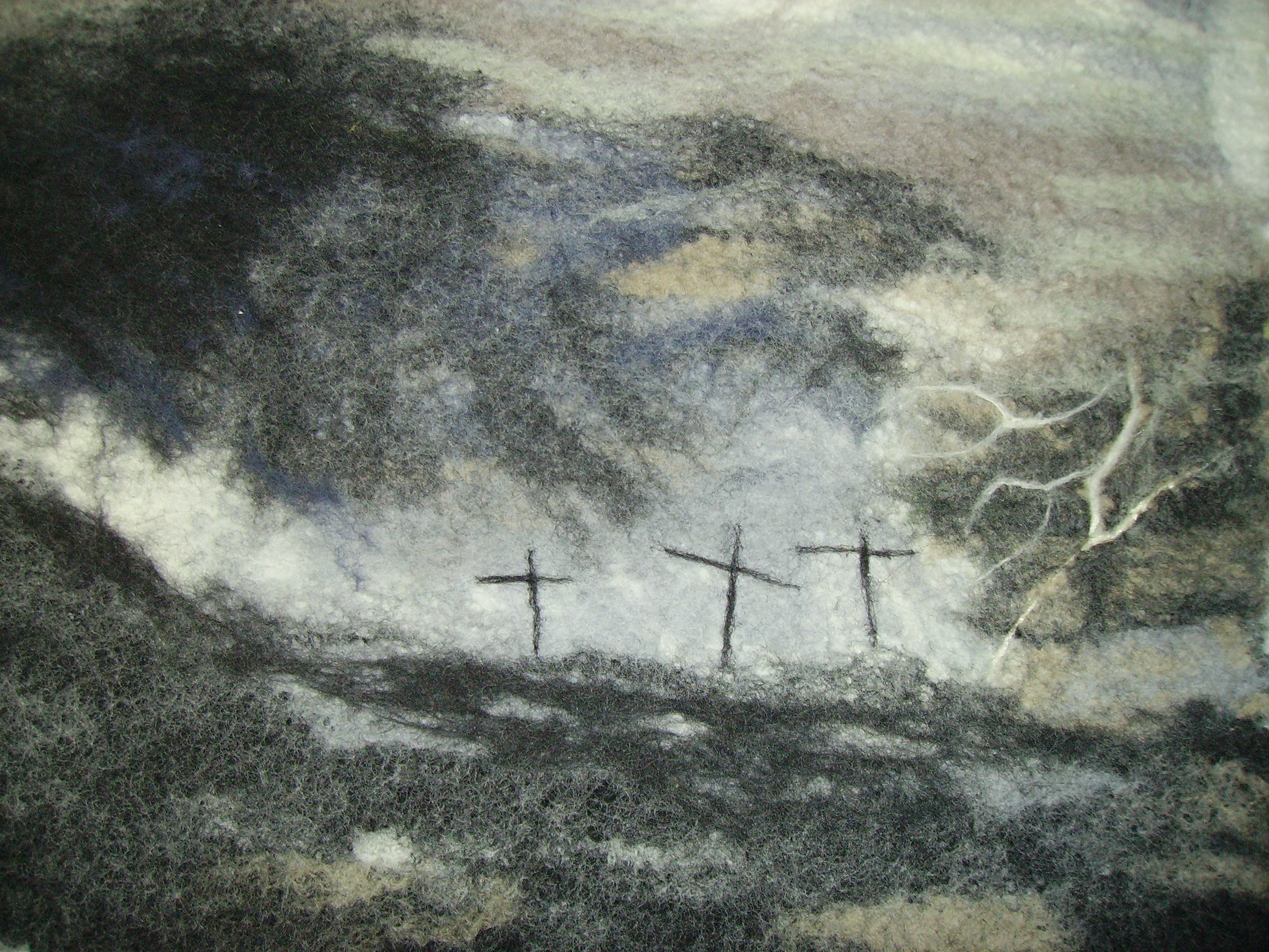 Twelth Station - hand felted merino wool, part of a set of 'Stations of the Cross'